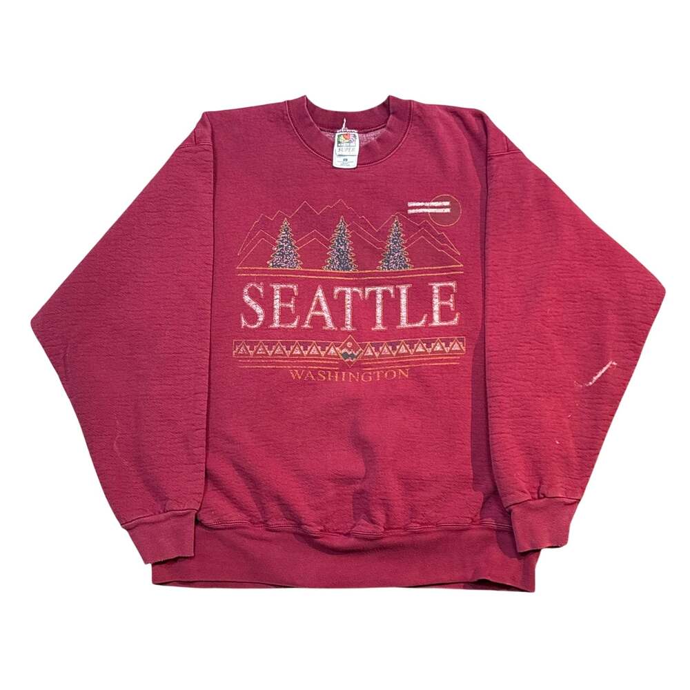 Vtg 90s Seattle Washington Winter crimson crewneck sweatshirt USA made